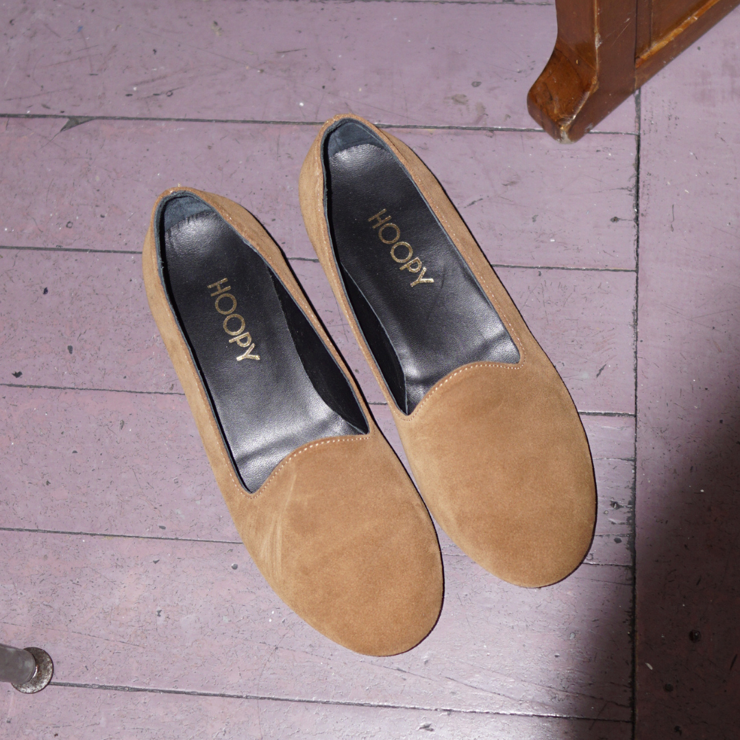 Camel Suede Flats Hoopy