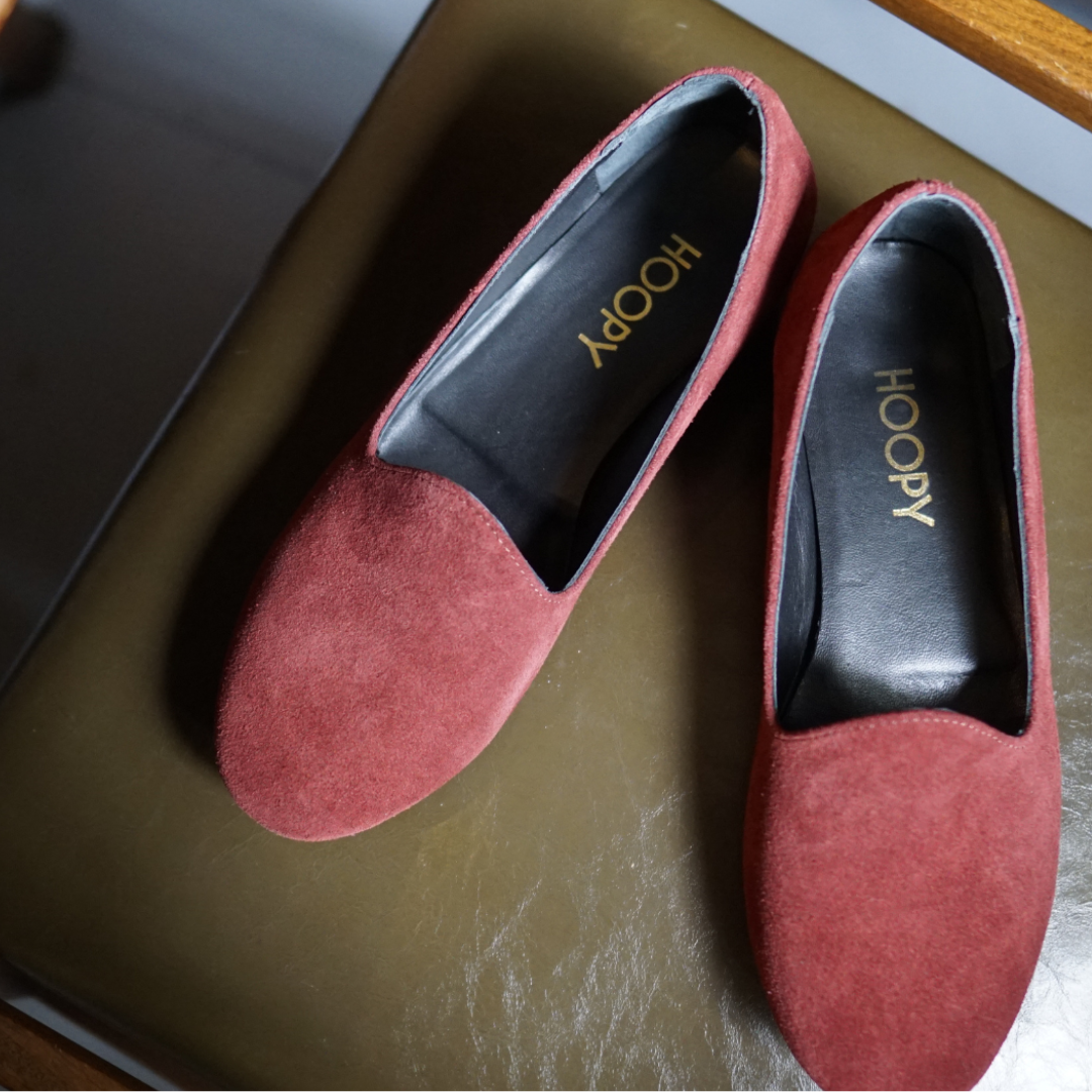 Red Suede Flats Hoopy